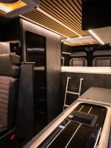 Large motorhome conversion by Custom Built Campervans Sheffield - professional van conversion showing interior and exterior craftsmanship