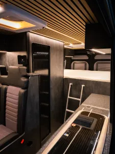 Large motorhome conversion by Custom Built Campervans Sheffield - professional van conversion showing interior and exterior craftsmanship