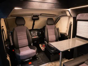 Large motorhome conversion by Custom Built Campervans Sheffield - professional van conversion showing interior and exterior craftsmanship