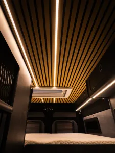 Large motorhome conversion by Custom Built Campervans Sheffield - professional van conversion showing interior and exterior craftsmanship