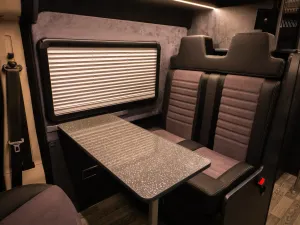 Large motorhome conversion by Custom Built Campervans Sheffield - professional van conversion showing interior and exterior craftsmanship