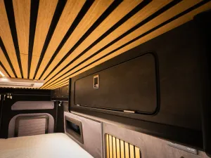 Large motorhome conversion by Custom Built Campervans Sheffield - professional van conversion showing interior and exterior craftsmanship