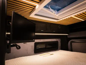 Large motorhome conversion by Custom Built Campervans Sheffield - professional van conversion showing interior and exterior craftsmanship