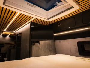 Large motorhome conversion by Custom Built Campervans Sheffield - professional van conversion showing interior and exterior craftsmanship