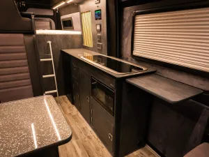 Large motorhome conversion by Custom Built Campervans Sheffield - professional van conversion showing interior and exterior craftsmanship