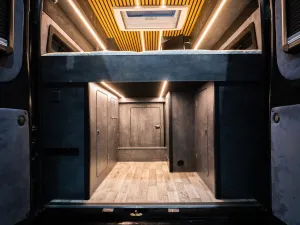 Large motorhome conversion by Custom Built Campervans Sheffield - professional van conversion showing interior and exterior craftsmanship