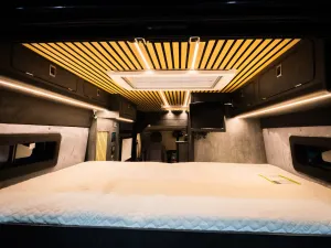 Large motorhome conversion by Custom Built Campervans Sheffield - professional van conversion showing interior and exterior craftsmanship