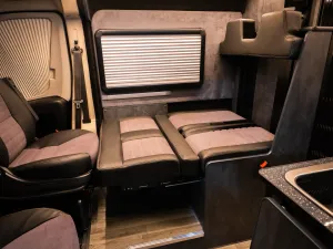 Large motorhome conversion by Custom Built Campervans Sheffield - professional van conversion showing interior and exterior craftsmanship