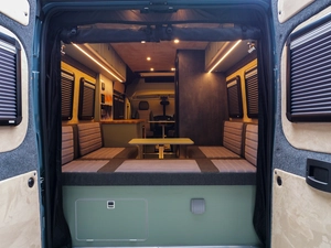 Luxury campervan conversion by Custom Built Campervans Sheffield - professional van conversion showing interior and exterior craftsmanship