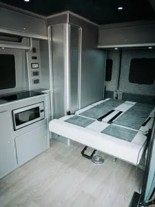 Mercedes Sprinter van conversion by Custom Built Campervans Sheffield - professional van conversion showing interior and exterior craftsmanship