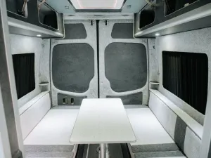 Mercedes Sprinter van conversion by Custom Built Campervans Sheffield - professional van conversion showing interior and exterior craftsmanship