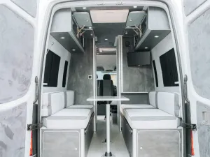 Mercedes Sprinter van conversion by Custom Built Campervans Sheffield - professional van conversion showing interior and exterior craftsmanship