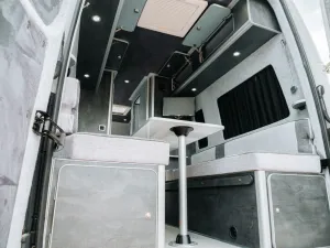 Mercedes Sprinter van conversion by Custom Built Campervans Sheffield - professional van conversion showing interior and exterior craftsmanship