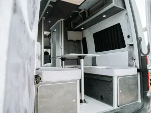 Mercedes Sprinter van conversion by Custom Built Campervans Sheffield - professional van conversion showing interior and exterior craftsmanship