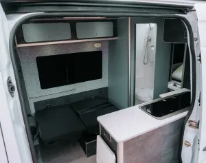 Mercedes Sprinter van conversion by Custom Built Campervans Sheffield - professional van conversion showing interior and exterior craftsmanship