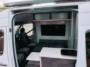 Mercedes Sprinter van conversion by Custom Built Campervans Sheffield - professional van conversion showing interior and exterior craftsmanship