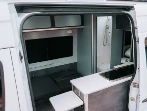 Mercedes Sprinter van conversion by Custom Built Campervans Sheffield - professional van conversion showing interior and exterior craftsmanship