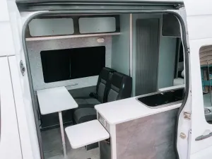 Mercedes Sprinter van conversion by Custom Built Campervans Sheffield - professional van conversion showing interior and exterior craftsmanship