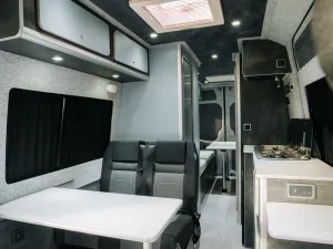Mercedes Sprinter van conversion by Custom Built Campervans Sheffield - professional van conversion showing interior and exterior craftsmanship