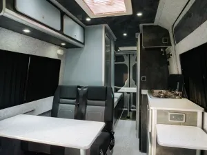 Mercedes Sprinter van conversion by Custom Built Campervans Sheffield - professional van conversion showing interior and exterior craftsmanship