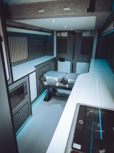 Mercedes Sprinter van conversion by Custom Built Campervans Sheffield - professional van conversion showing interior and exterior craftsmanship
