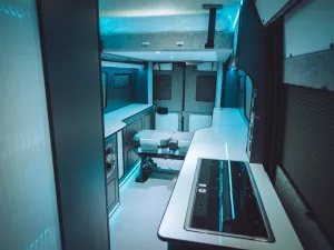 Mercedes Sprinter van conversion by Custom Built Campervans Sheffield - professional van conversion showing interior and exterior craftsmanship