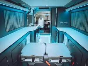 Mercedes Sprinter van conversion by Custom Built Campervans Sheffield - professional van conversion showing interior and exterior craftsmanship