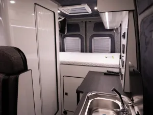 Mercedes Sprinter van conversion by Custom Built Campervans Sheffield - professional van conversion showing interior and exterior craftsmanship