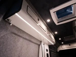 Ford Transit campervan conversion by Custom Built Campervans Sheffield - professional van conversion showing interior and exterior craftsmanship