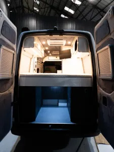 Ford Transit campervan conversion by Custom Built Campervans Sheffield - professional van conversion showing interior and exterior craftsmanship