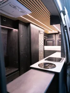 Ford Transit campervan conversion by Custom Built Campervans Sheffield - professional van conversion showing interior and exterior craftsmanship