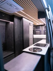 Ford Transit campervan conversion by Custom Built Campervans Sheffield - professional van conversion showing interior and exterior craftsmanship