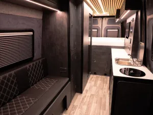 Ford Transit campervan conversion by Custom Built Campervans Sheffield - professional van conversion showing interior and exterior craftsmanship