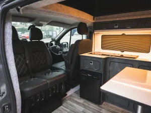 VW T6 campervan conversion by Custom Built Campervans Sheffield - professional van conversion showing interior and exterior craftsmanship
