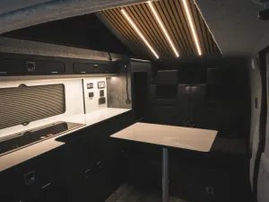 VW T6 campervan conversion by Custom Built Campervans Sheffield - professional van conversion showing interior and exterior craftsmanship