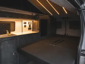 VW T6 campervan conversion by Custom Built Campervans Sheffield - professional van conversion showing interior and exterior craftsmanship