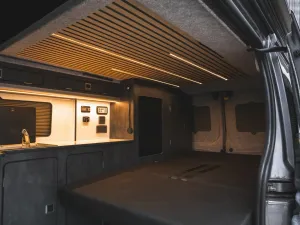 VW T6 campervan conversion by Custom Built Campervans Sheffield - professional van conversion showing interior and exterior craftsmanship