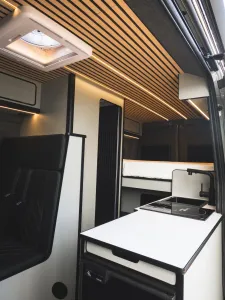 Peugeot Boxer motorhome conversion by Custom Built Campervans Sheffield - professional van conversion showing interior and exterior craftsmanship