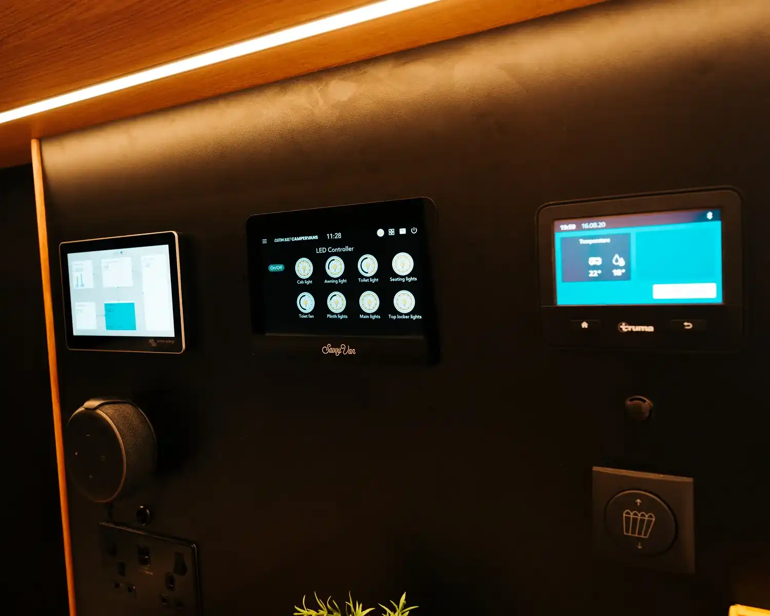 Control panels, bespoke 4x4 Mercedes Sprinter campervan