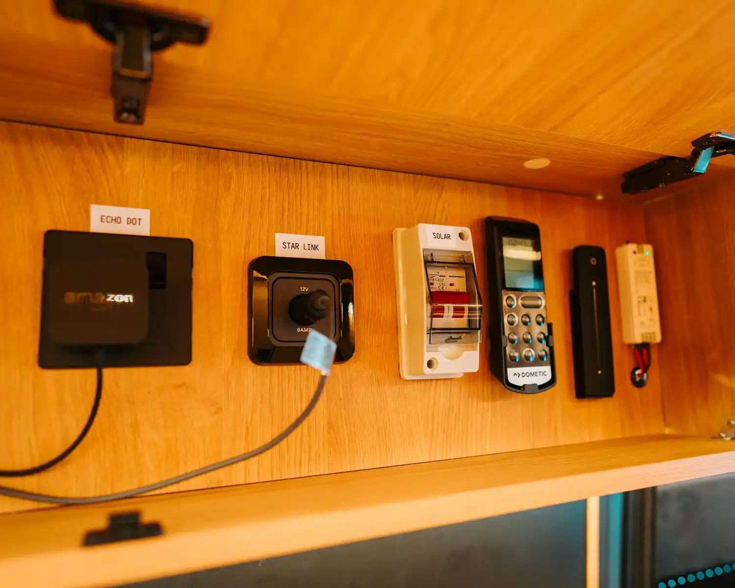 Sockets and switches, bespoke 4x4 Mercedes Sprinter campervan
