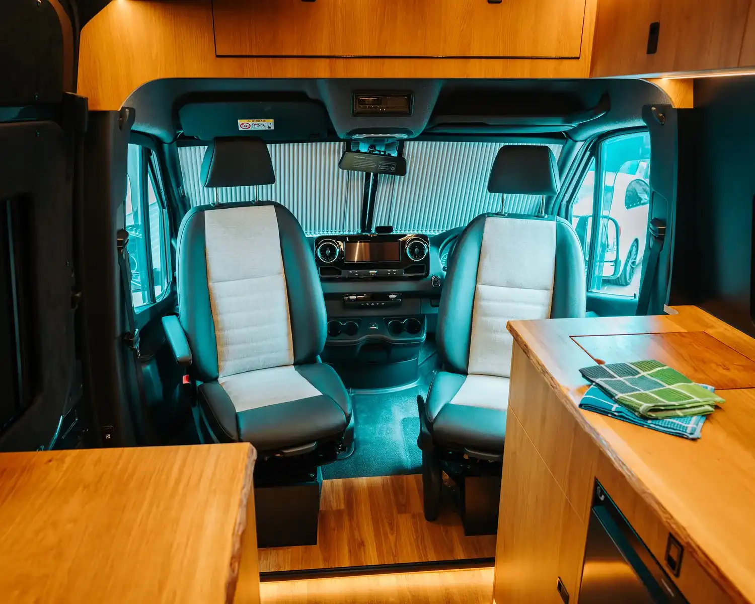 Swivel cab seats, bespoke 4x4 Mercedes Sprinter campervan