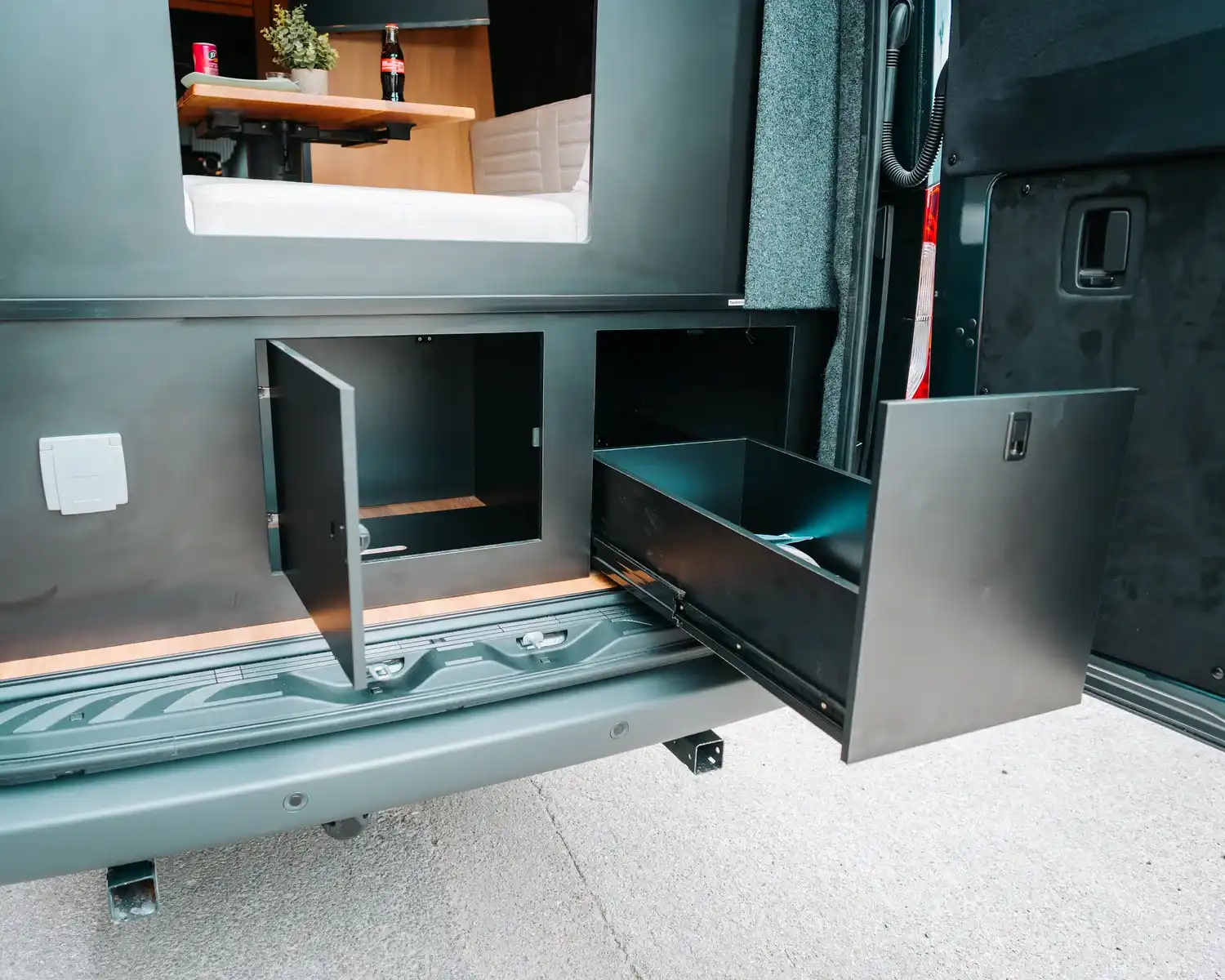 Garage drawers, bespoke 4x4 Mercedes Sprinter campervan