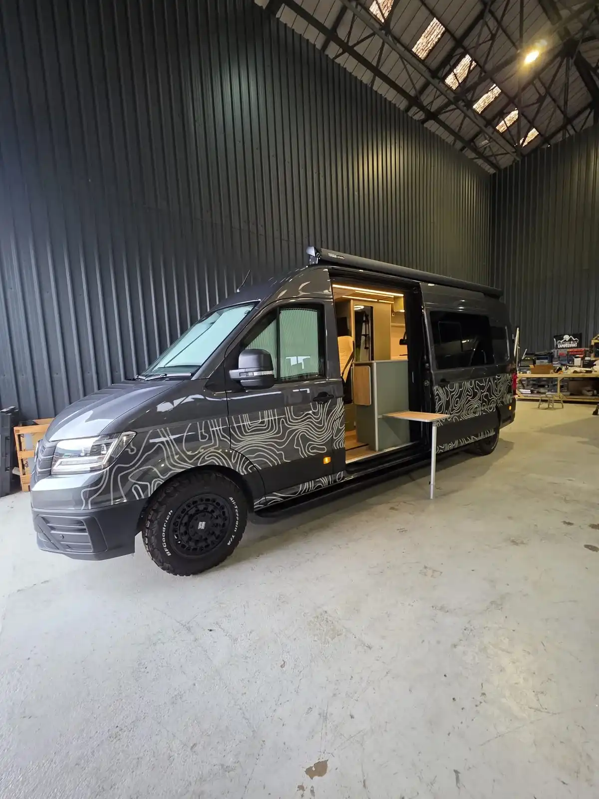 Luxus on a VW Crafter LWB, sliding door open