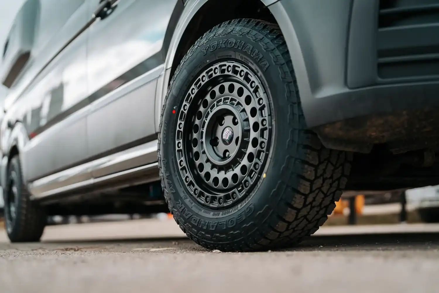 All-terrain wheels and tyres on a Ventus VW Crafter campervan
