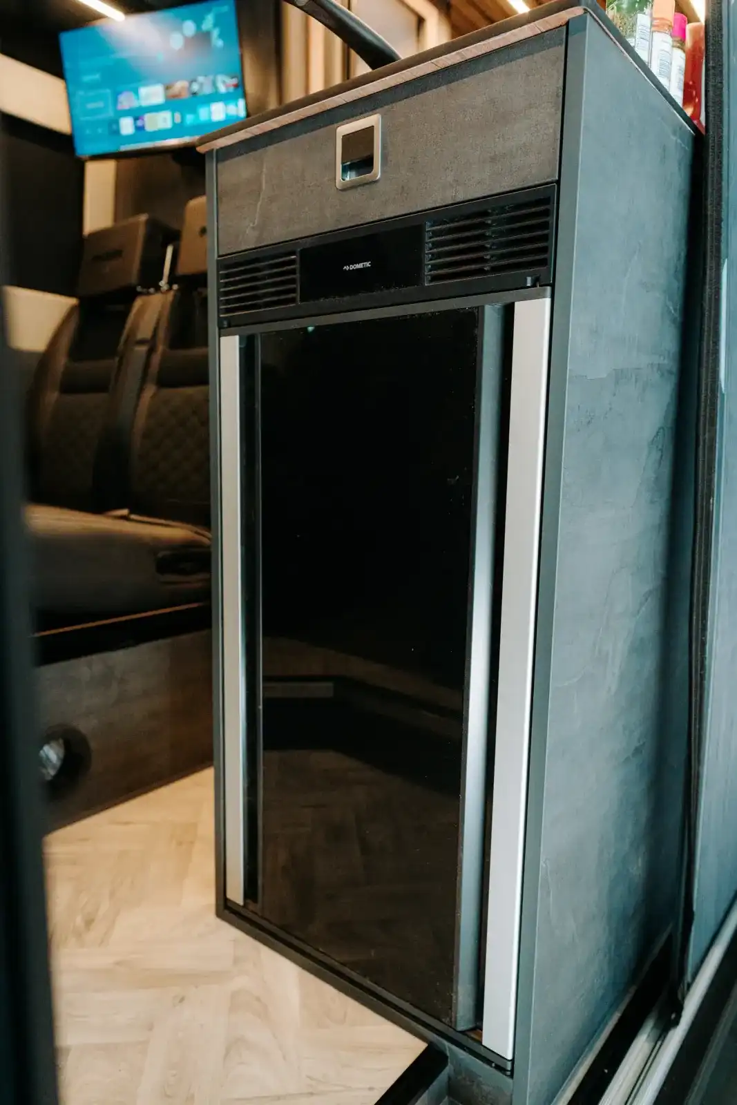 Fridge in the kitchen unit of a Ventus Pop-top campervan
