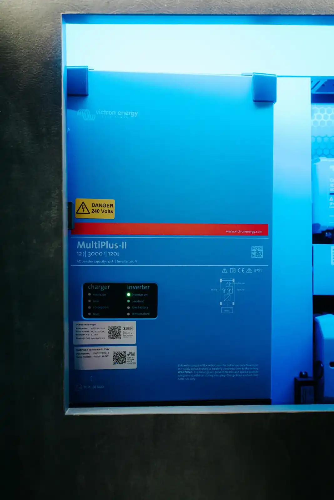 Victron MultiPlus-II inverter in a Ventus Pop-top campervan